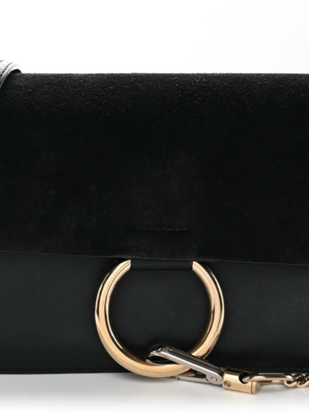 Chloe Suede Calfskin Small Faye Shoulder Bag Black